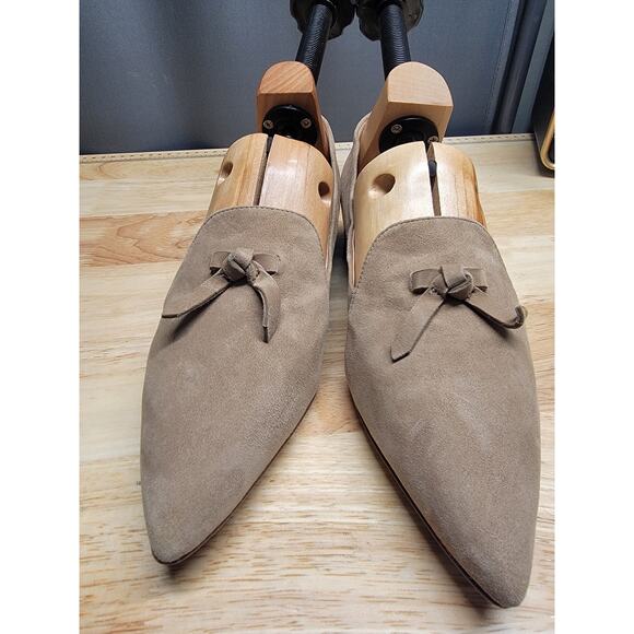 Cole Haan Viola Skimmer Faux Suede Pointed Toe Loafers Women's 8.5 Beige Tassel - Picture 1 of 8